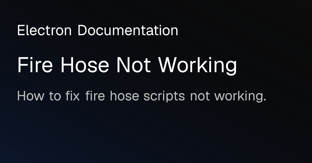 Firestream Broken Fire Hose Not Working
